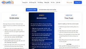 Bảng giá hệ thống web2s